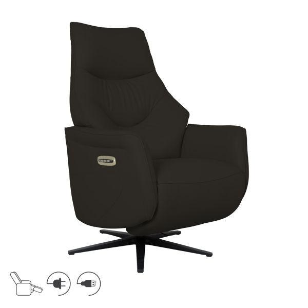 Recline armchair DAYANA with electric mechanism, brown leather