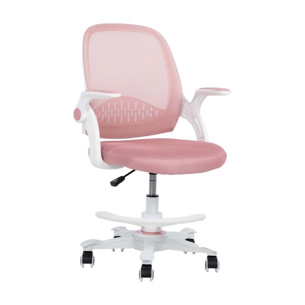 Kids desk chair EMMY with footrest, pink
