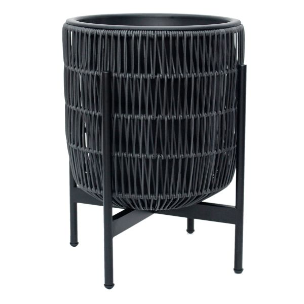 Кашпо WICKER с основанием 38x38xH49cm, черный