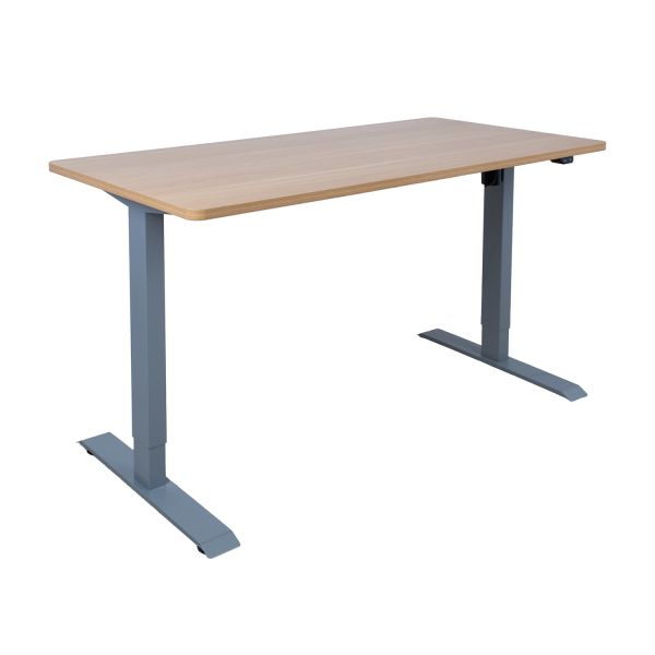 Desk ERGO with 1 motor 140x70xH71-121cm, maple/silver grey