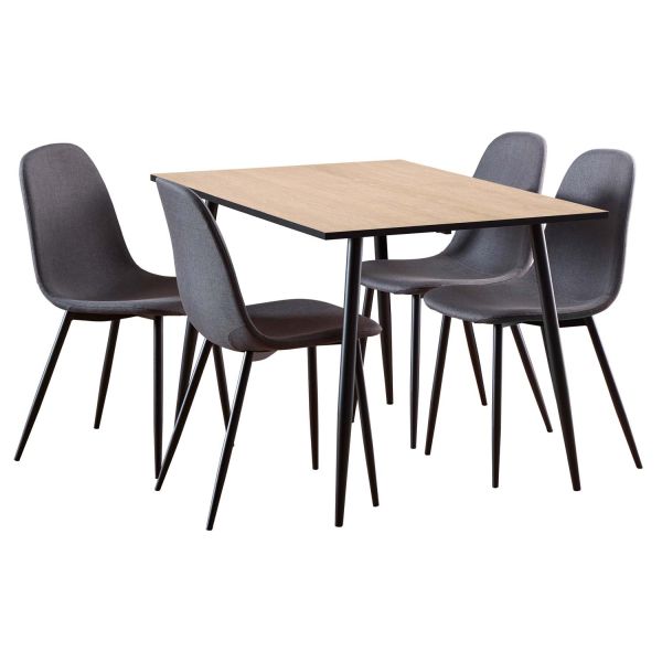 Dining table set WILMA 120x80xH75cm, oak