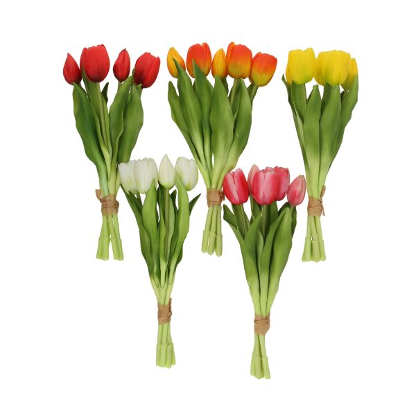 Искусственный цветок FLOWERLY H30см 5 шт. тюльпанов, микс