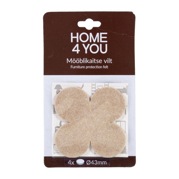 Mööblikaitse vilt D43mm, 4tk, beež