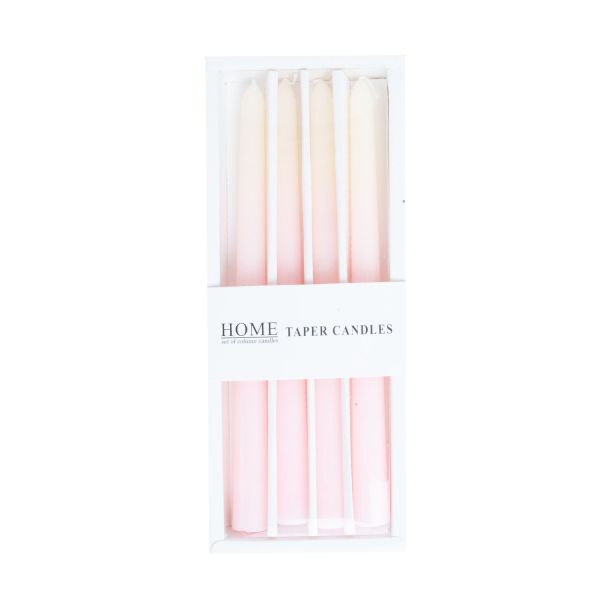 Candle CAROLA 25cm white/pink pearl