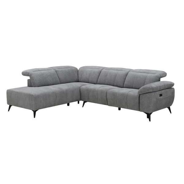 Corner sofa HAMID LC, electric recliner, grey
