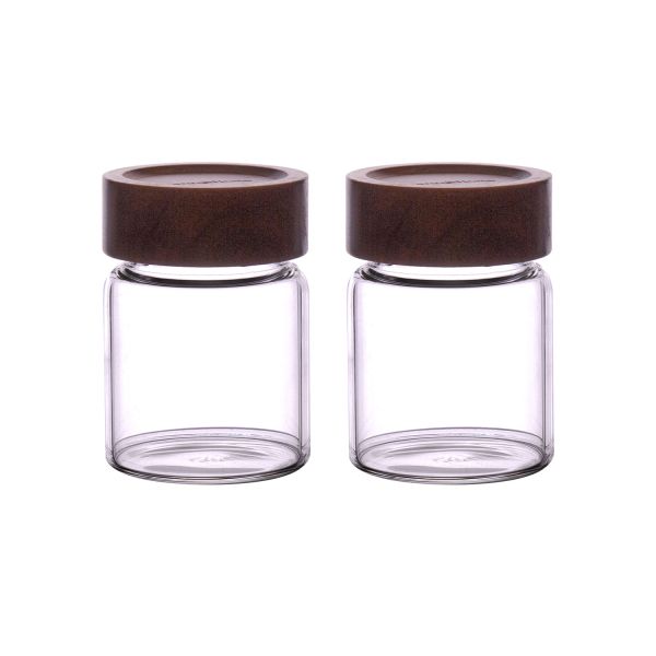Klaaspurk RIVA 2tk D6.5xH9cm 340ml akaatsiapuidust kaanega