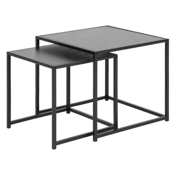 Coffee tables 2pcs SEAFORD 40x40xH40cm, 50x50xH45cm, black