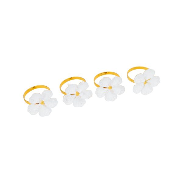 Napkin rings GLAMOR 4pcs, white blossom