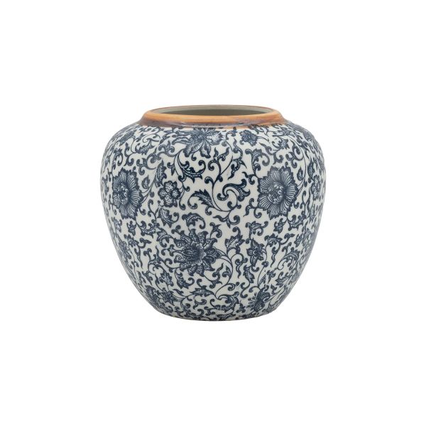 Vase TITAN STONE D20xH18cm, blue flower