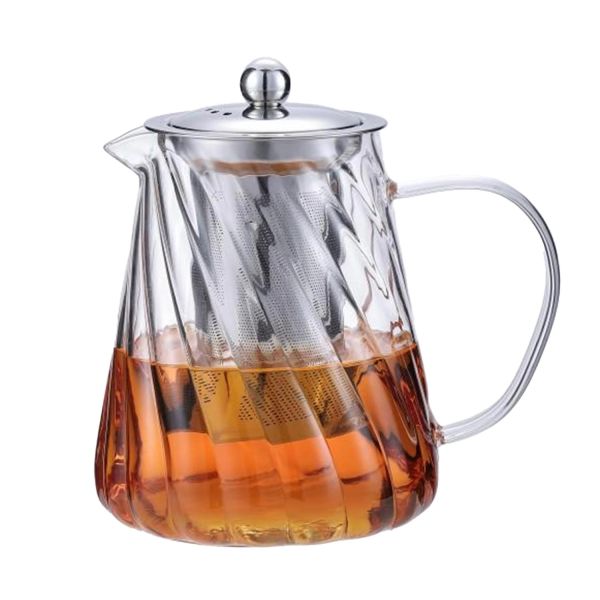 Teapot DANNY 865ml glass, silver with sieve