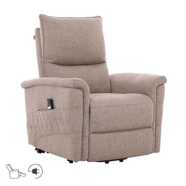 Recliner armchair GIANNI with electric lifting mechanism, beige