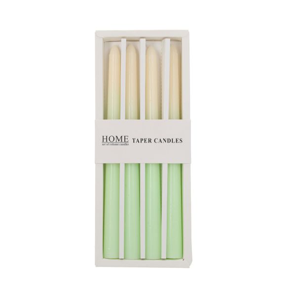 Antique candle CAROLA 4pcs 25cm green/white mother-of-pearl