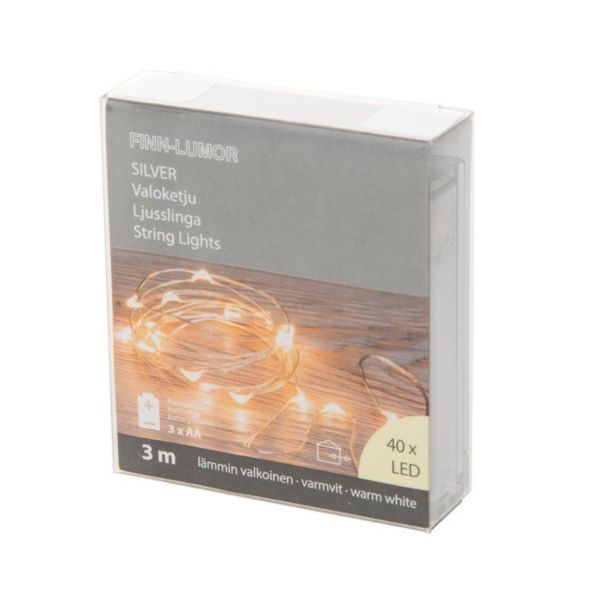 LED-valguskett SILVER 3m, 40LED, soe valgus