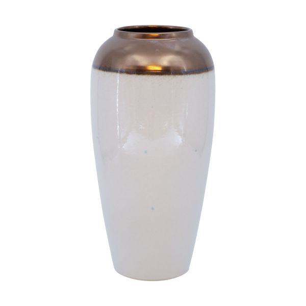 Vase TITAN STONE D17xH32cm, white/gold