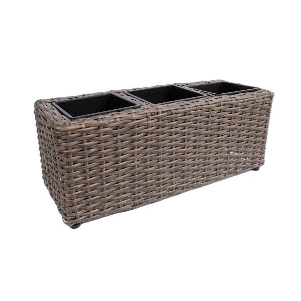 Ящик для цветов WICKER 48x18xH18см, тёмно-коричневый