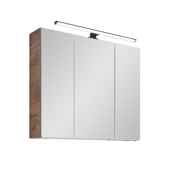 Зеркальный шкаф с LED-светильником 76-II, 75x20xH70см, тёмный дуб