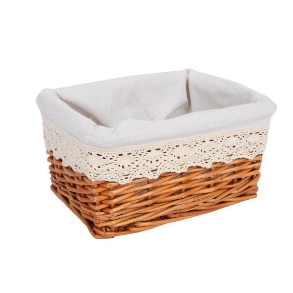 Basket MAX-6, 24x18xH12cm, brown with lace