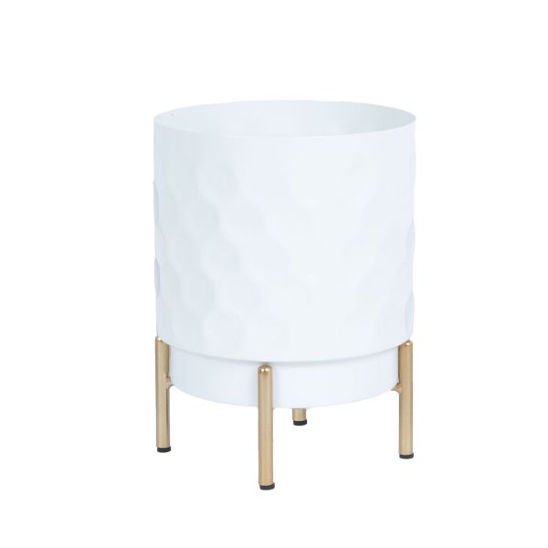 Flowerpot DEIA D18xH24cm, white/golden