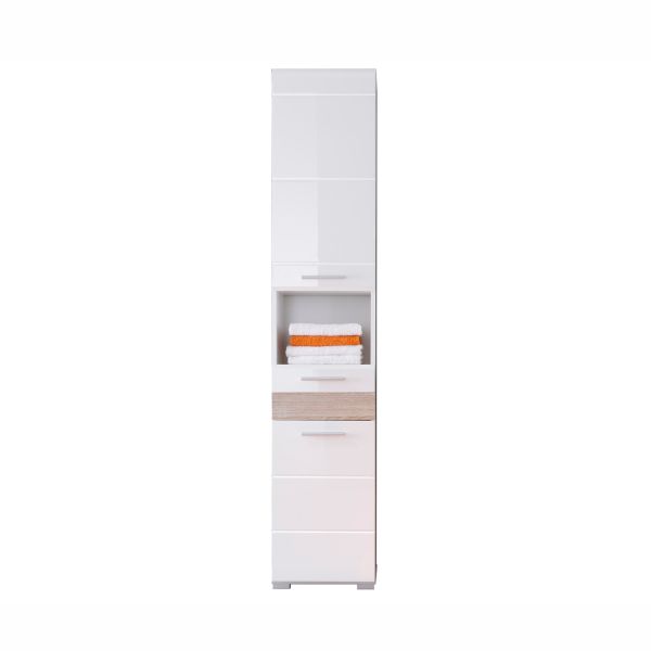 Vannitoakapp MEZZO 37x31xH182cm, valge/hele tamm