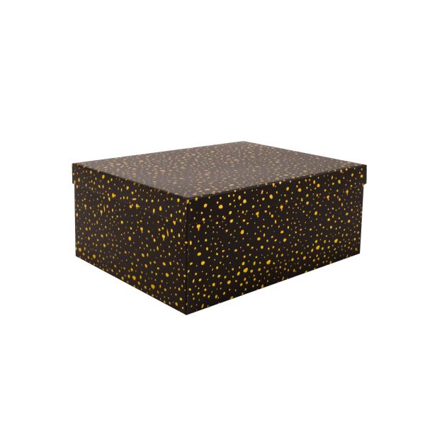 Pappkarp DIANA-7 kaanega 25x18xH10,5cm, must kuldsete täppidega
