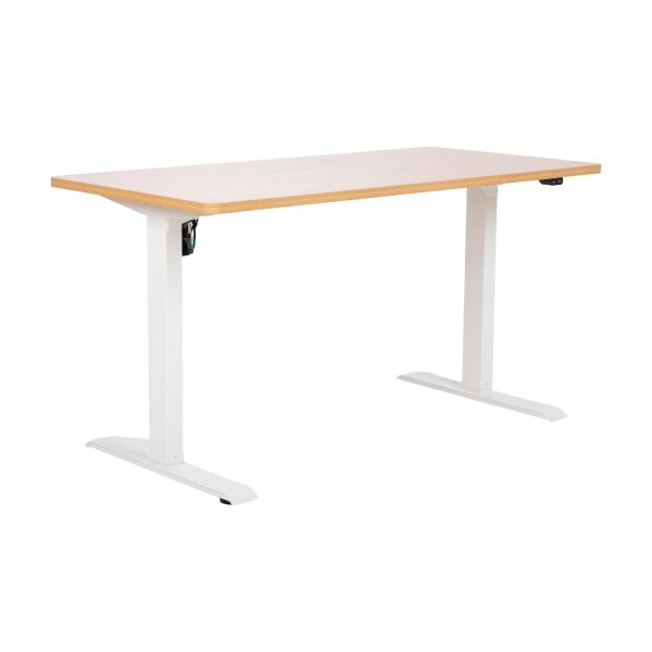 Desk ERGO with 1 motor 140x70xH71-121cm, maple/white