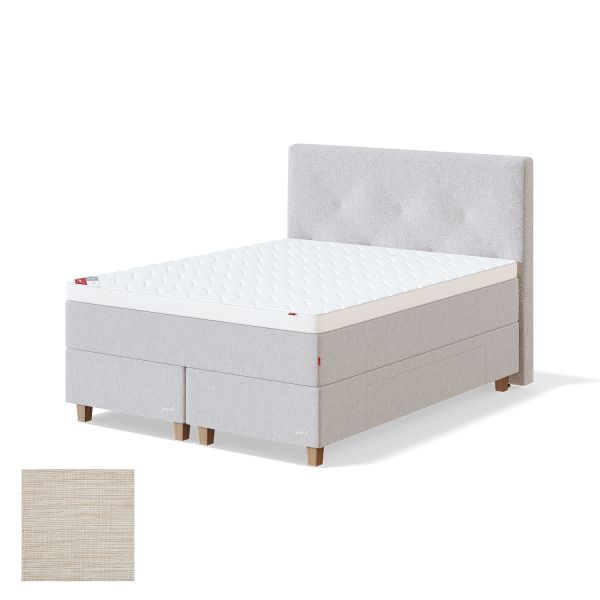 Continental bed with drawer BLACK CONTINENTAL MANGO 180x200cm, firm, light beige