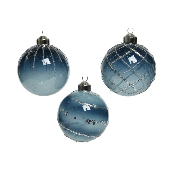 Christmas ornament XMAS EVE D8cm, blue, mix