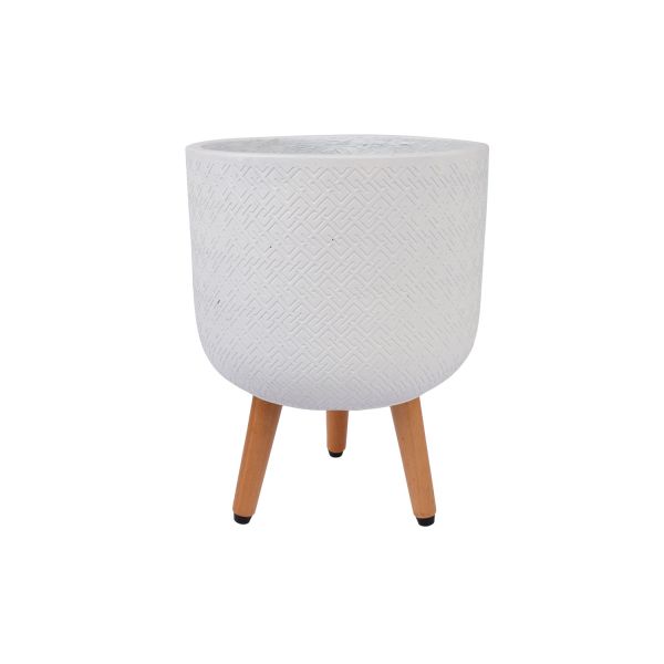 Lillepott SKY SELENA D30xH39.5cm, valge, puidust jalgadega