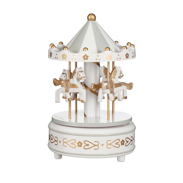 Dekoratsioon SHINE CAROUSEL H17,5cm patareiga, valge