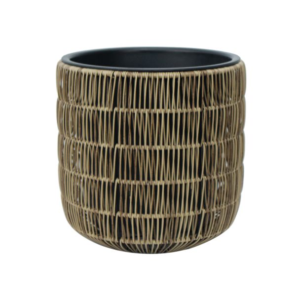 Planter WICKER D35xH36cm, light brown