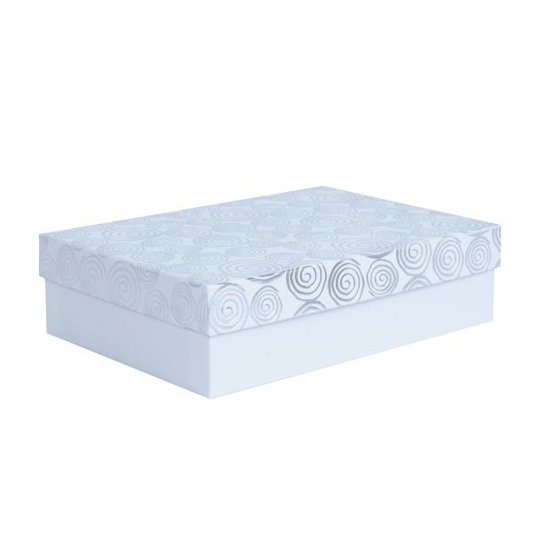 Коробка ELSA 27,5x19,5см, с крышкой золото/серебро, белая