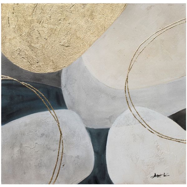 Oil painting 70x70cm, gold/white 1