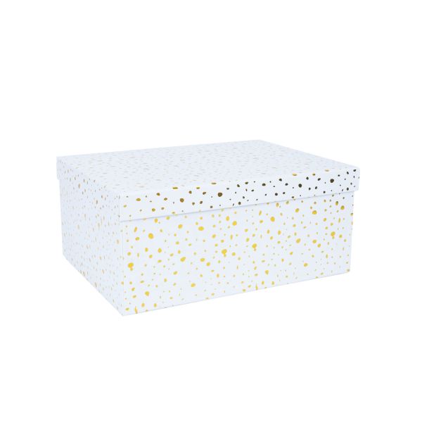 Pappkarp DIANA-9 kaanega 21x15xH9cm, valge kuldsete täppidega