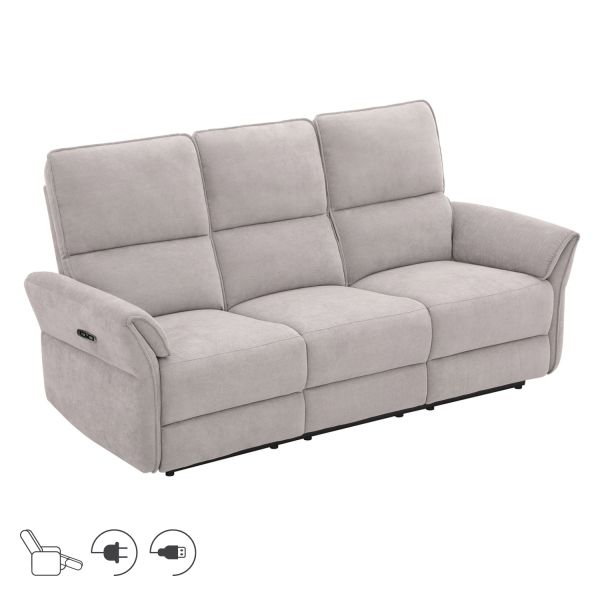 Diivan DAMIKA 3-kohaline elektriline recliner, hall