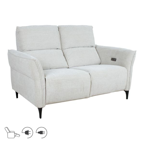 Recliner sofa MIAMI 2-seater with electric mechanism, light beige