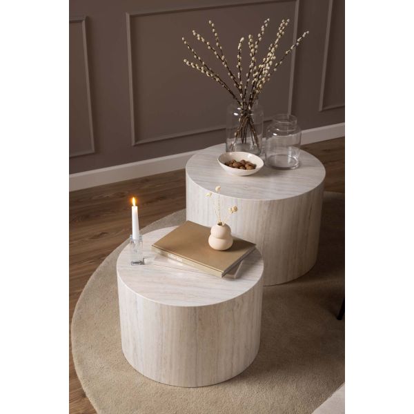 Coffee tables 2pcs DICE D58xH40cm, D50xH33cm, beige