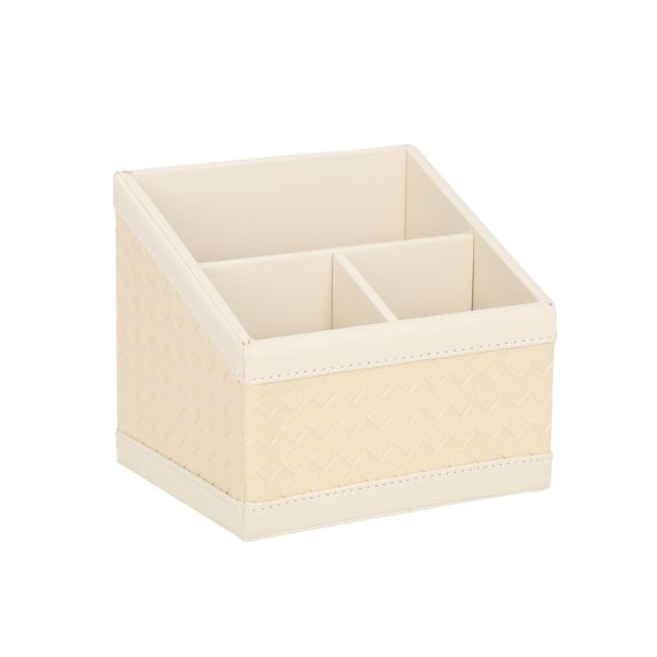 Pen holder WILMA 15.5x12.5x13.5cm, cream