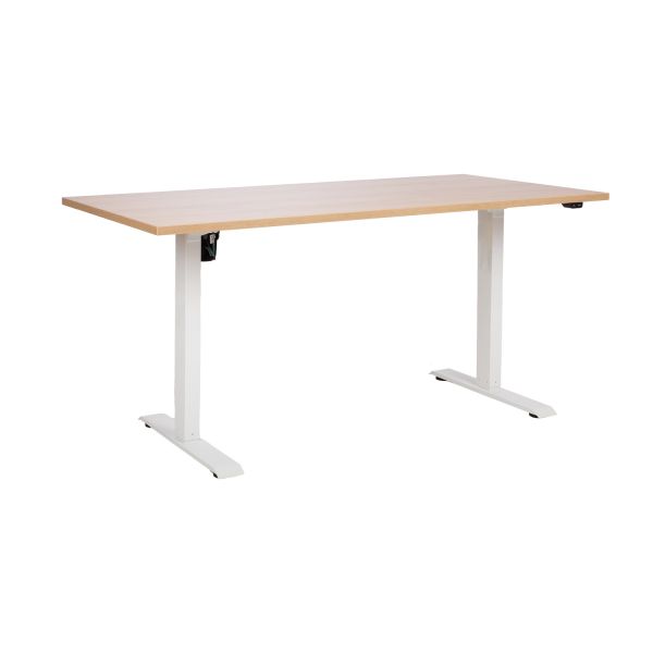 Desk ERGO with 1 motor 140x70xH71-121cm, hickory/white