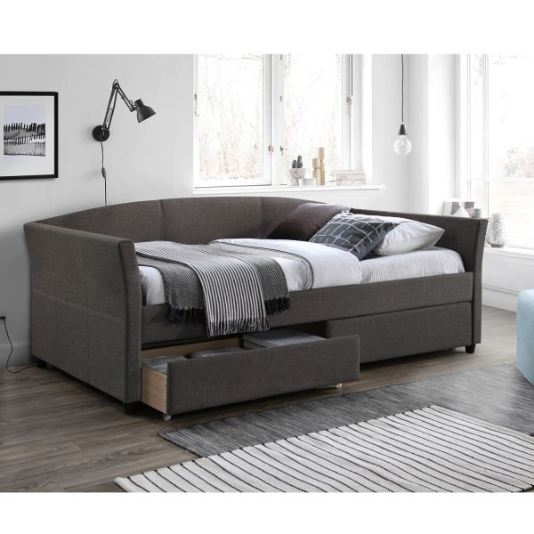 Кровать GENESIS 90x200cм, с ящиками, серая