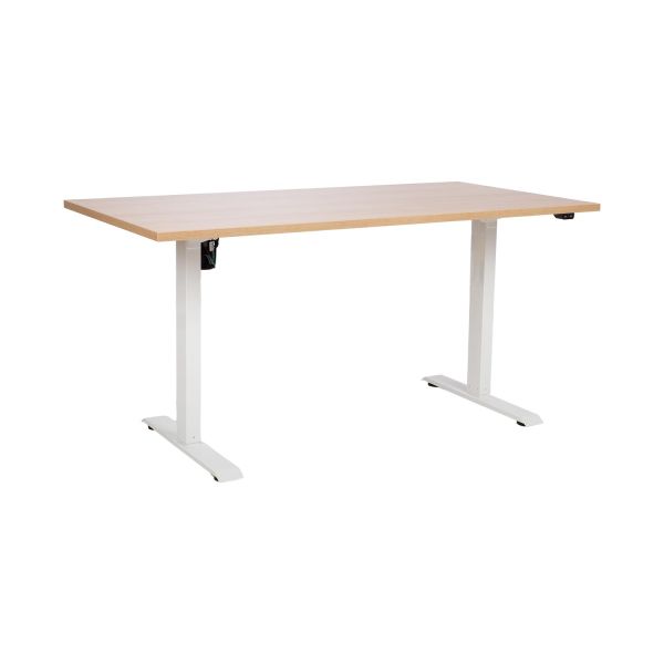 Desk ERGO with 1 motor 140x70xH71-121cm, hickory/white