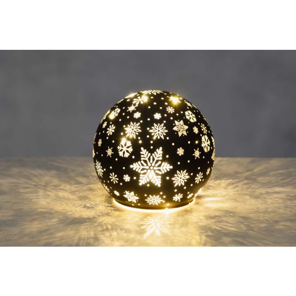 Finnlumor 3D LED decorative glass ball Snowflake 12 cm