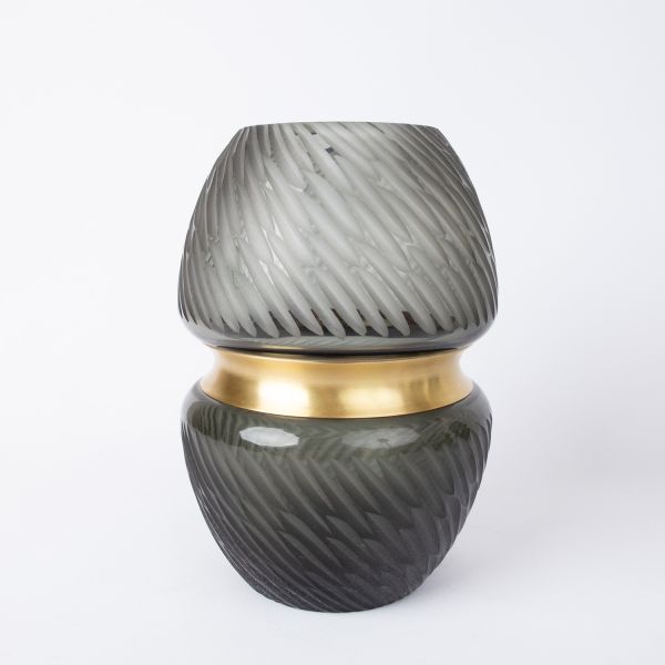 Vase LUXO D14,5xH20cm, green/gold