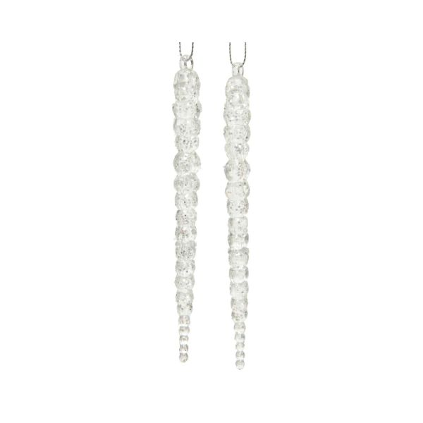 Icicle acrylic glitter, dia1.50-H14.50cm, transparent/silver