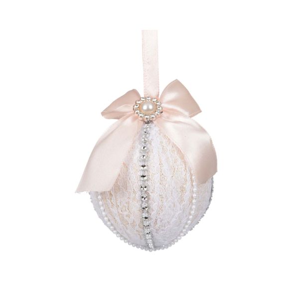 Christmas ornament CHARM BEADS D8cm, pearl