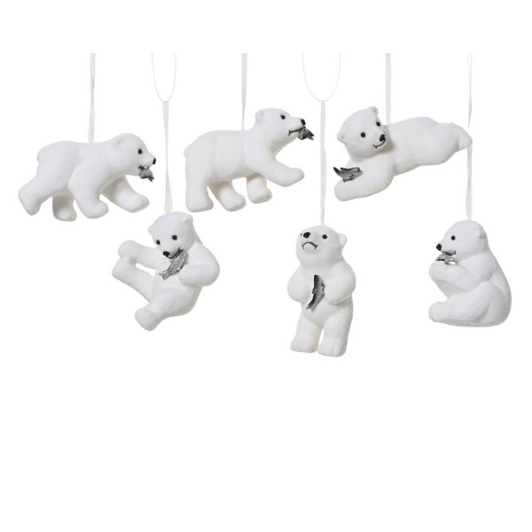 Christmas ornament CHARM BEAR H8.5cm, white
