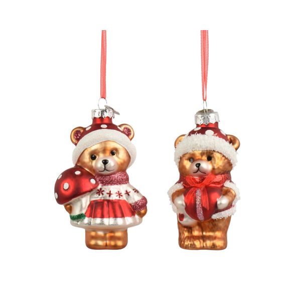 Christmas ornament CHARM BEAR H9.3cm, red
