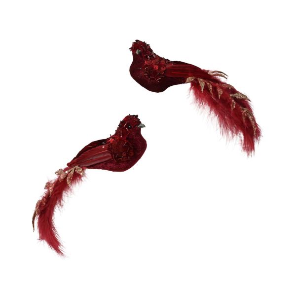 Christmas ornament CHARM BIRD H5cm, red