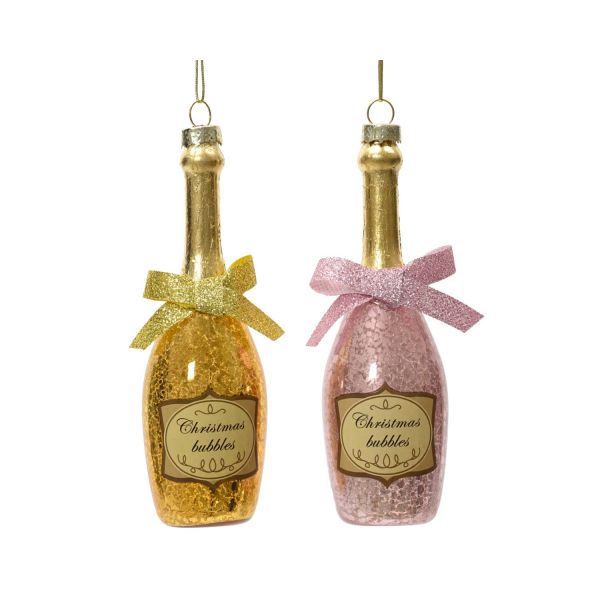 Christmas ornament CHARM BOTTLE H13.5cm, mix