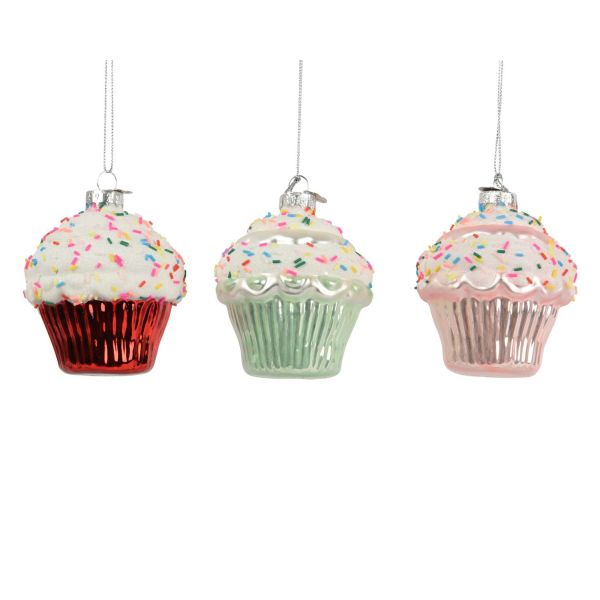 Christmas ornament CHARM CUPCAKE H8.4cm, mix