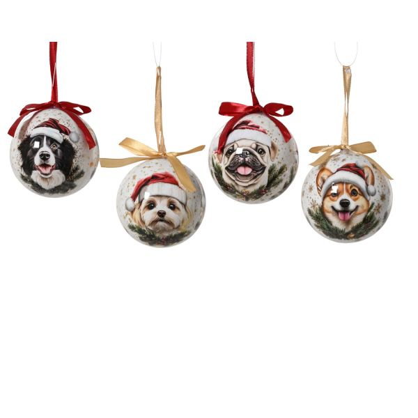 Christmas ornament CHARM DOG, D8cm, mix